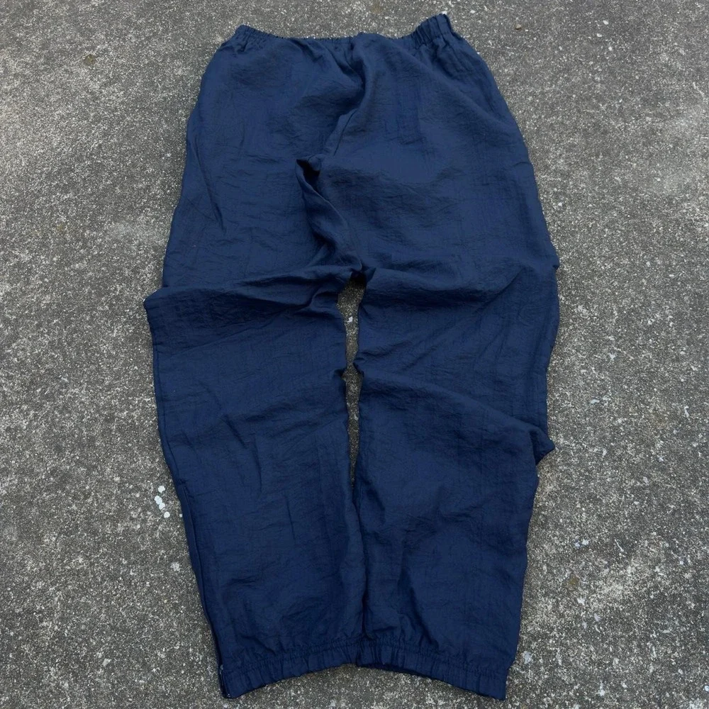 Vintage 90s Reebok Track Pants Gorpcore Windbreaker Navy Blue Large (c1)